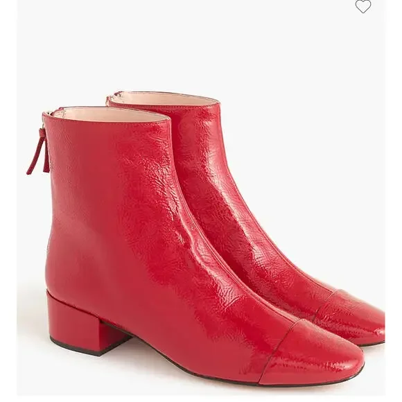 Crew Shoes J Crew Captod Red Patent Leather Boots 55 Poshmark